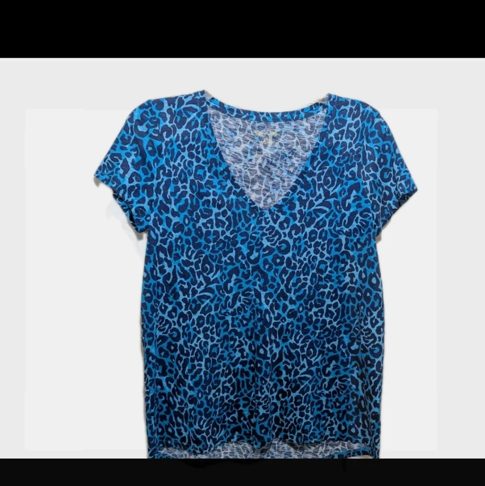 Lilly Pulitzer Etta V Neck Cotton Top S Leopard Beach Summer #11 - Picture 7 of 9